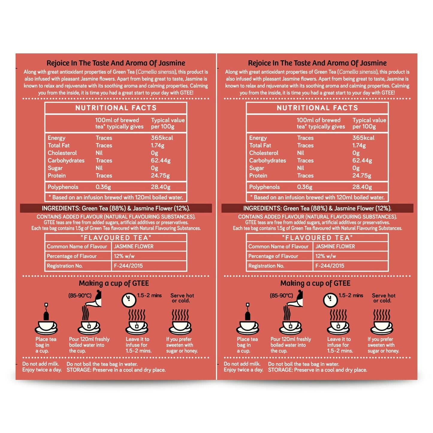 Gtee Green Tea Bags - Jasmine