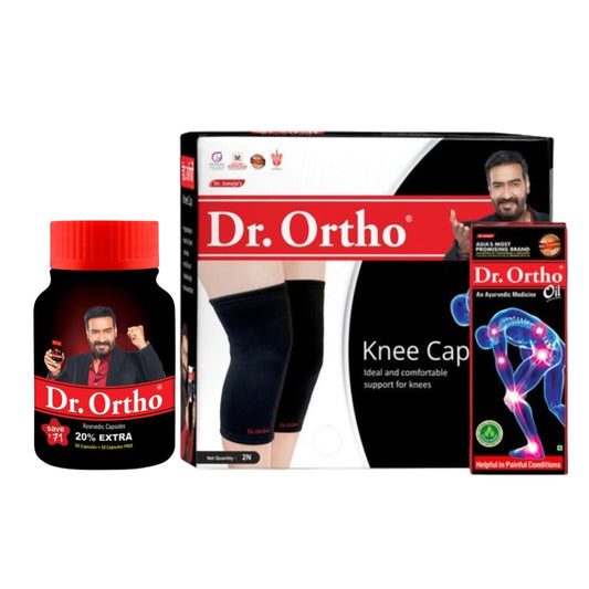 Buy Dr. Ortho Ayurvedic Oil, Capsules & Knee Cap Combo from DrMediCart, Ship from India to USA