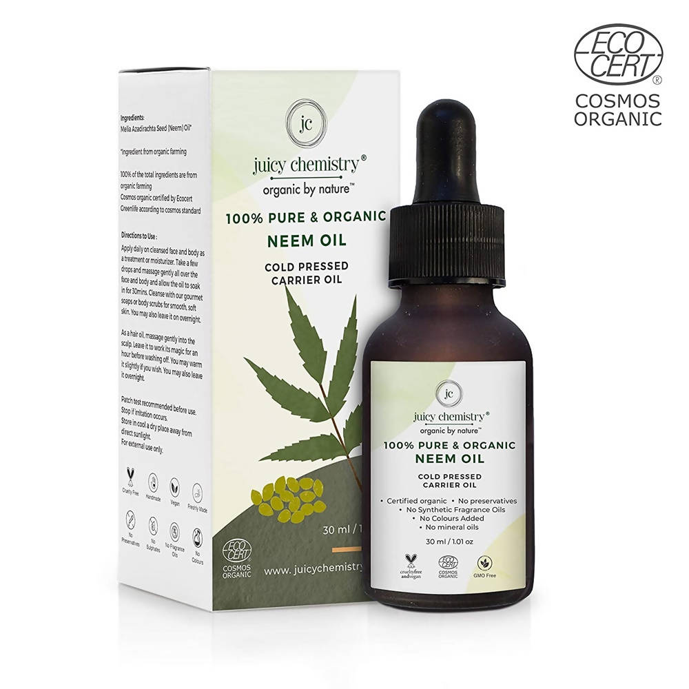 Juicy Chemistry Pure & Organic Neem Oil For Cold Pressed Carrier Oil