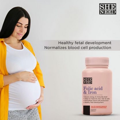 SheNeed Folic Acid & Iron Supplement Tablets For Pregnancy