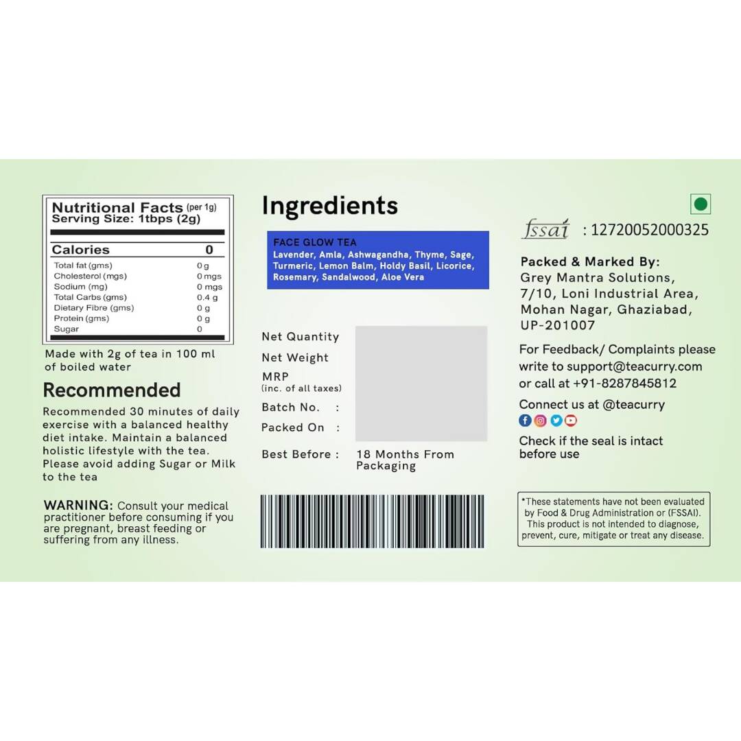 Teacurry Face Glow Tea Bags - Drmedicart
