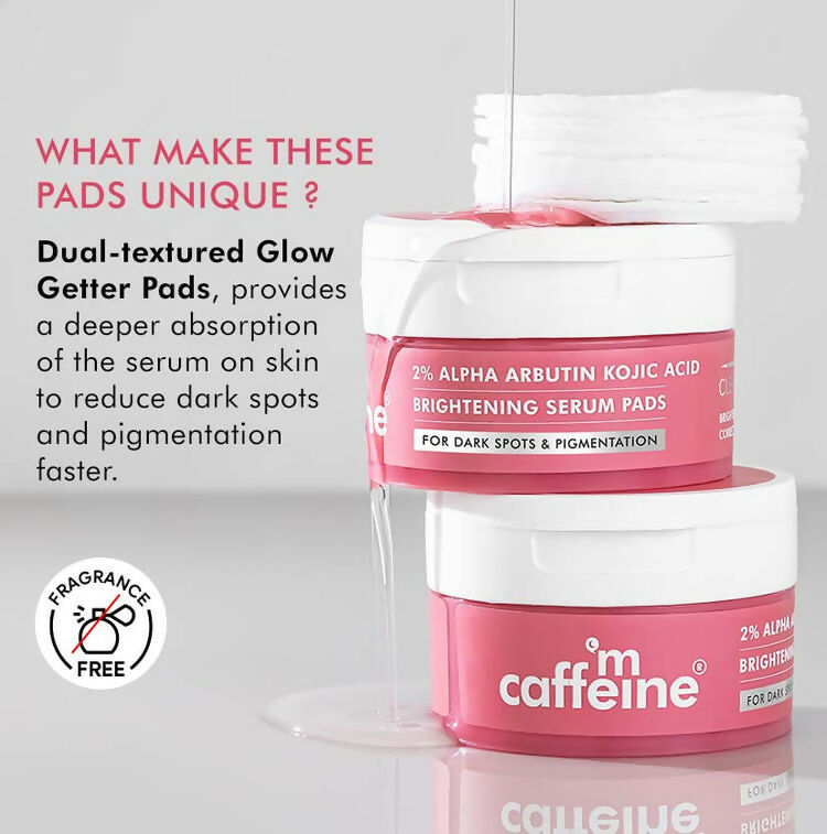 mCaffeine Clear Glow 2% Alpha Arbutin Kojic Acid Brightening Serum Pads