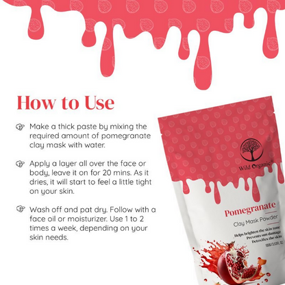 Wild Organic Pomegranate Clay Mask Powder
