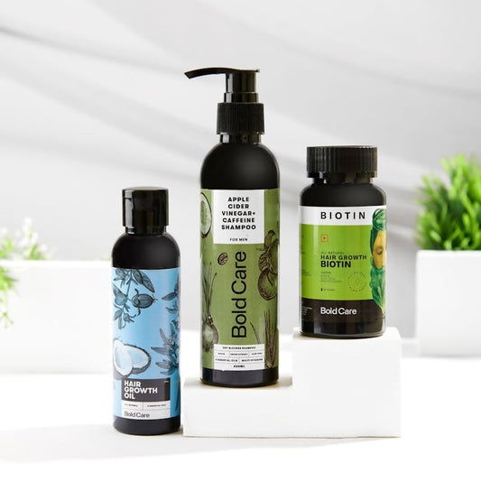 Bold Care DHT Blocker Shampoo + Hair Growth Oil + Biotin Supplements Combo - DrMediCart