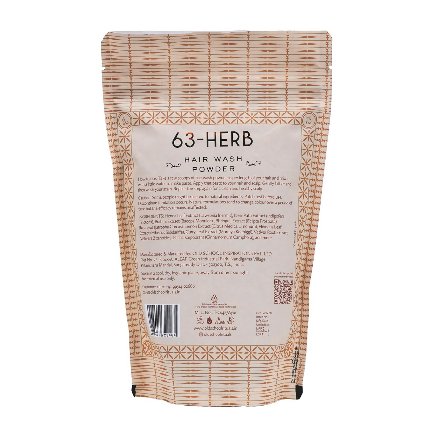 Old School Rituals 63-Herb Hair Wash Powder Natural Shampoo Powder with 35 Dry Herbs & 28 Fresh Herbs
