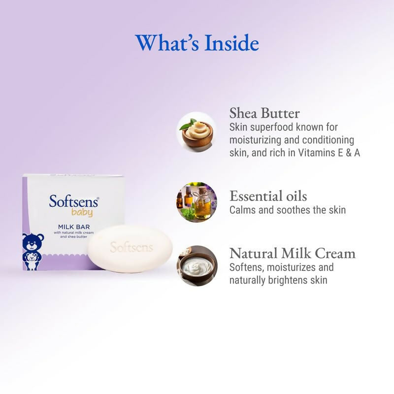 Softsens Baby Milk Bar Soap with Natural Milk Cream & Shea Butter