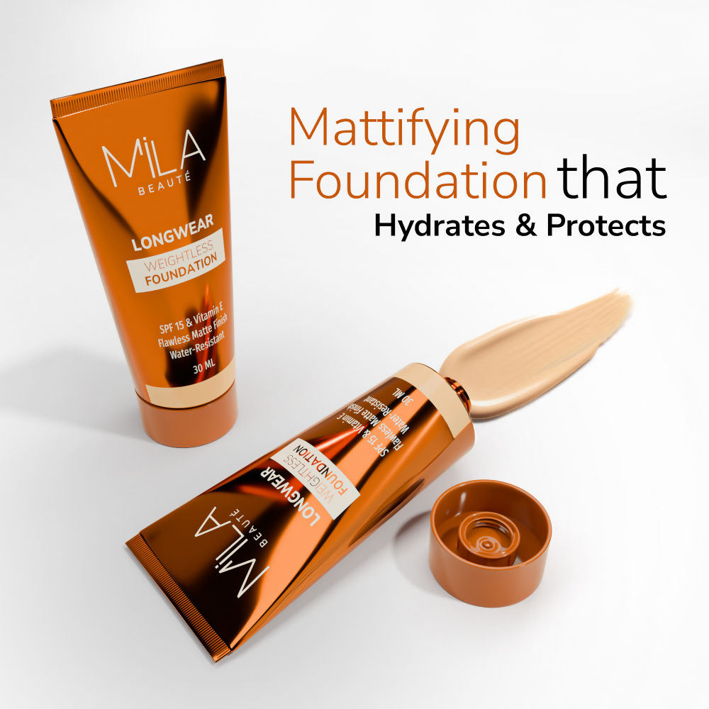 Mila Beaute Longwear Weightless Matte Finish Foundation with SPF 15 - Pure Natural