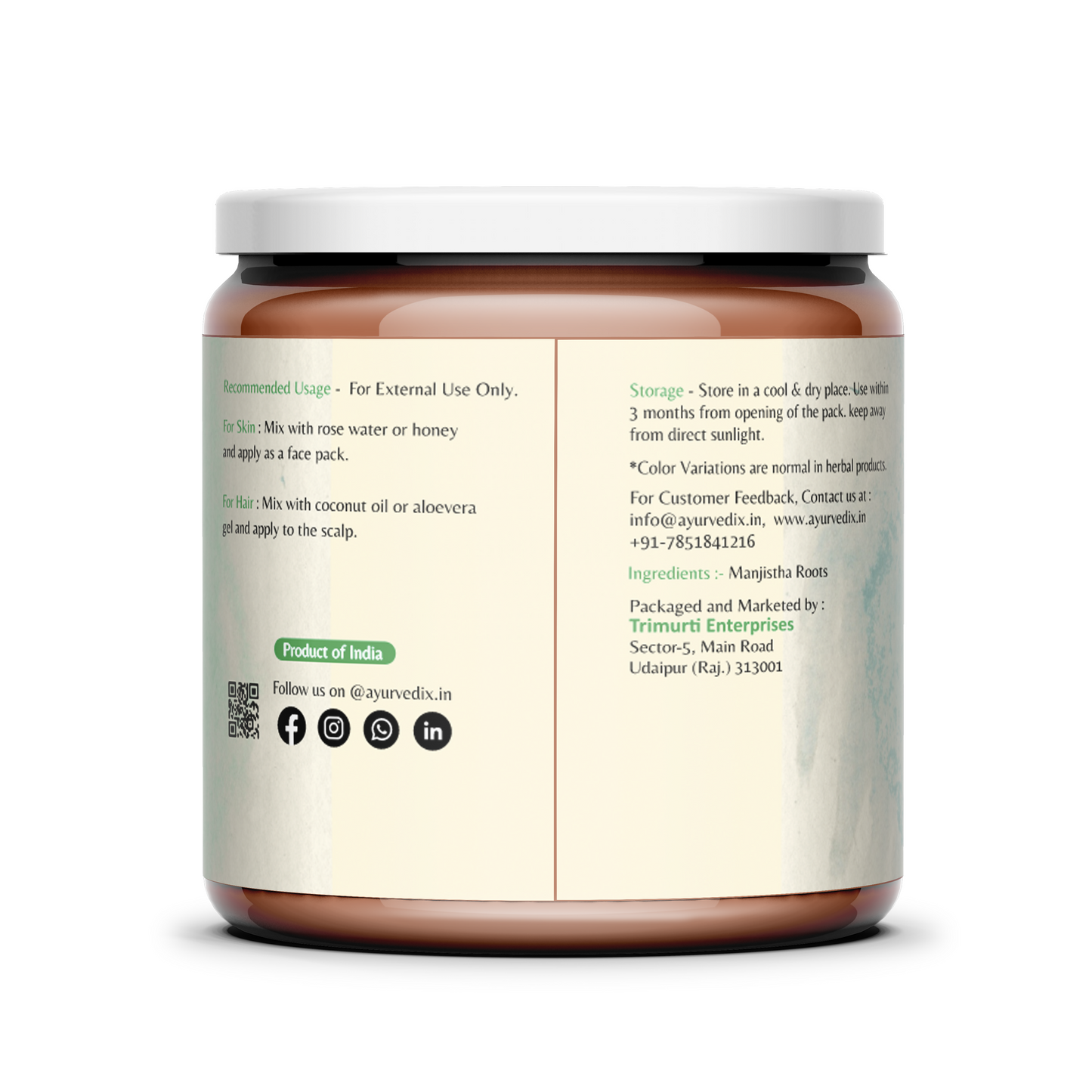 Ayurvedix Organic Manjistha Powder