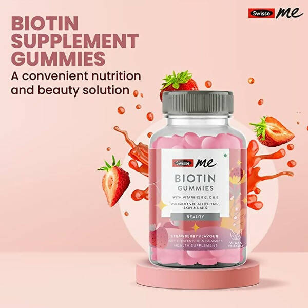 Swisseme Biotin Gummies With Vitamin B12, C & E For Healthy Hair & Nails - DrMediCart