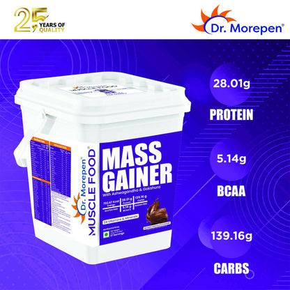 Dr. Morepen Muscle Food Mass Gainer with Ashwagandha & Gokshura - Belgian Chocolate Flavour