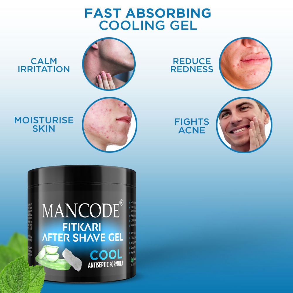 Mancode Fitkari After Shave Gel For Men Cool Antiseptic Formula