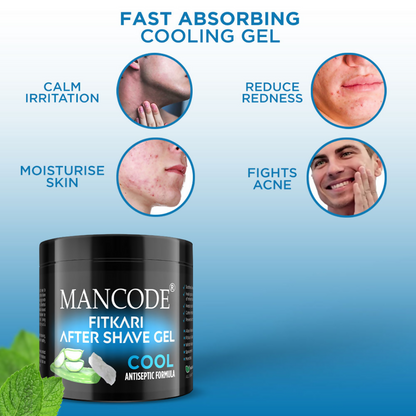 Mancode Fitkari After Shave Gel For Men Cool Antiseptic Formula