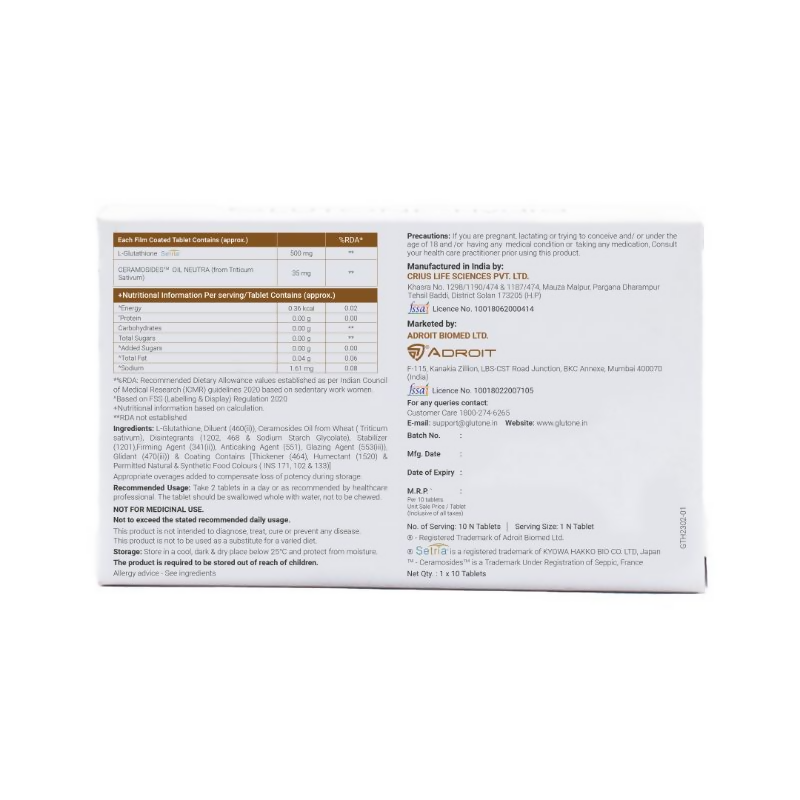 Glutone-Hydra Setria Glutathione & Ceramosides Tablets