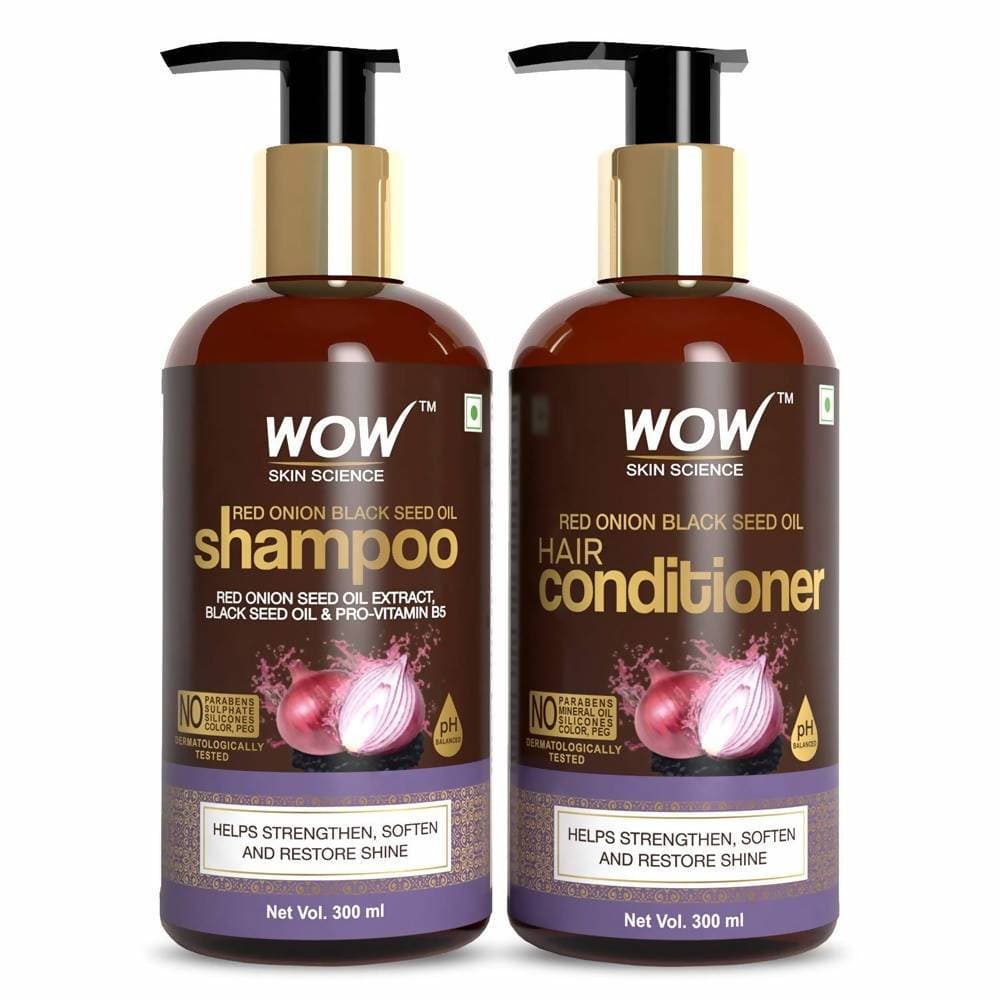 Wow Skin Science Red Onion Black Seed Oil Shampoo & Conditioner Combo - Drmedicart