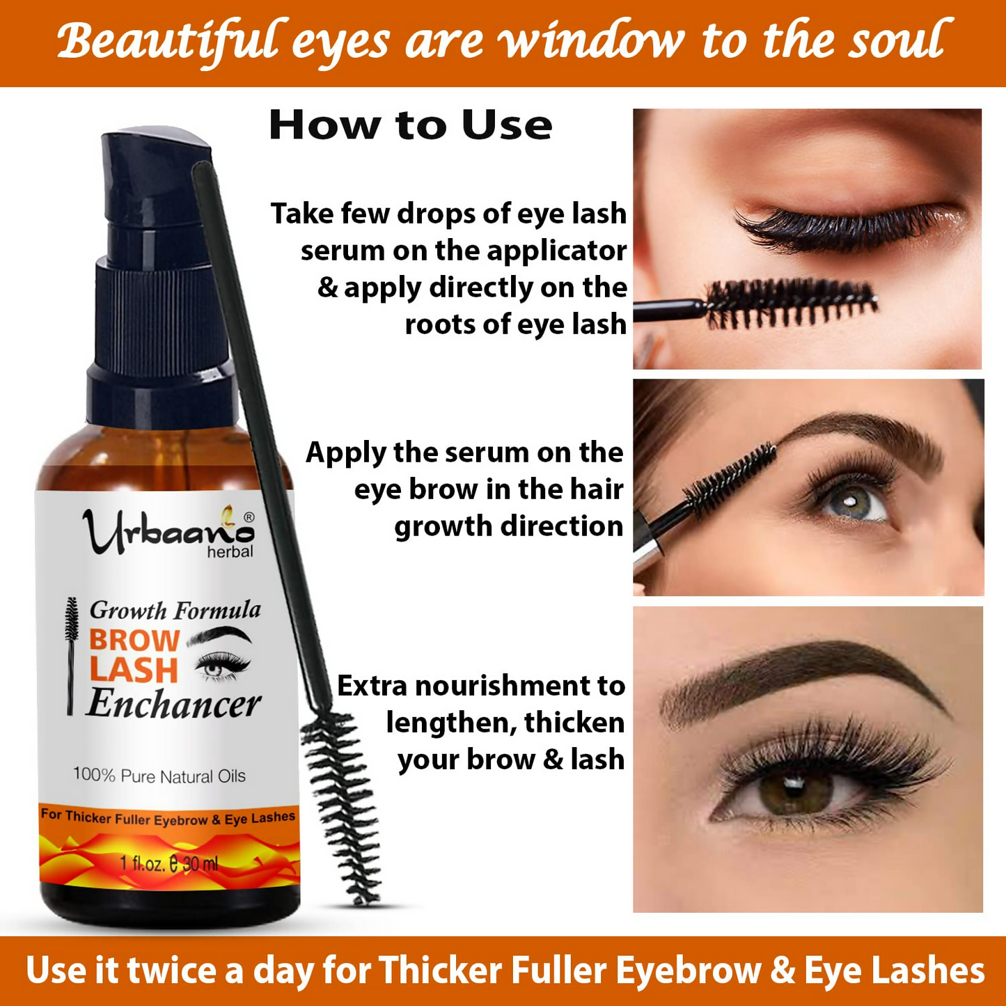 Urbaano Herbal Premium Eyebrow & Eyelash Growth Serum Oil