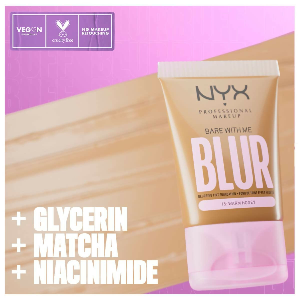 NYX Professional Makeup Bare With Me Blur Tint Foundation  - 07 Golden