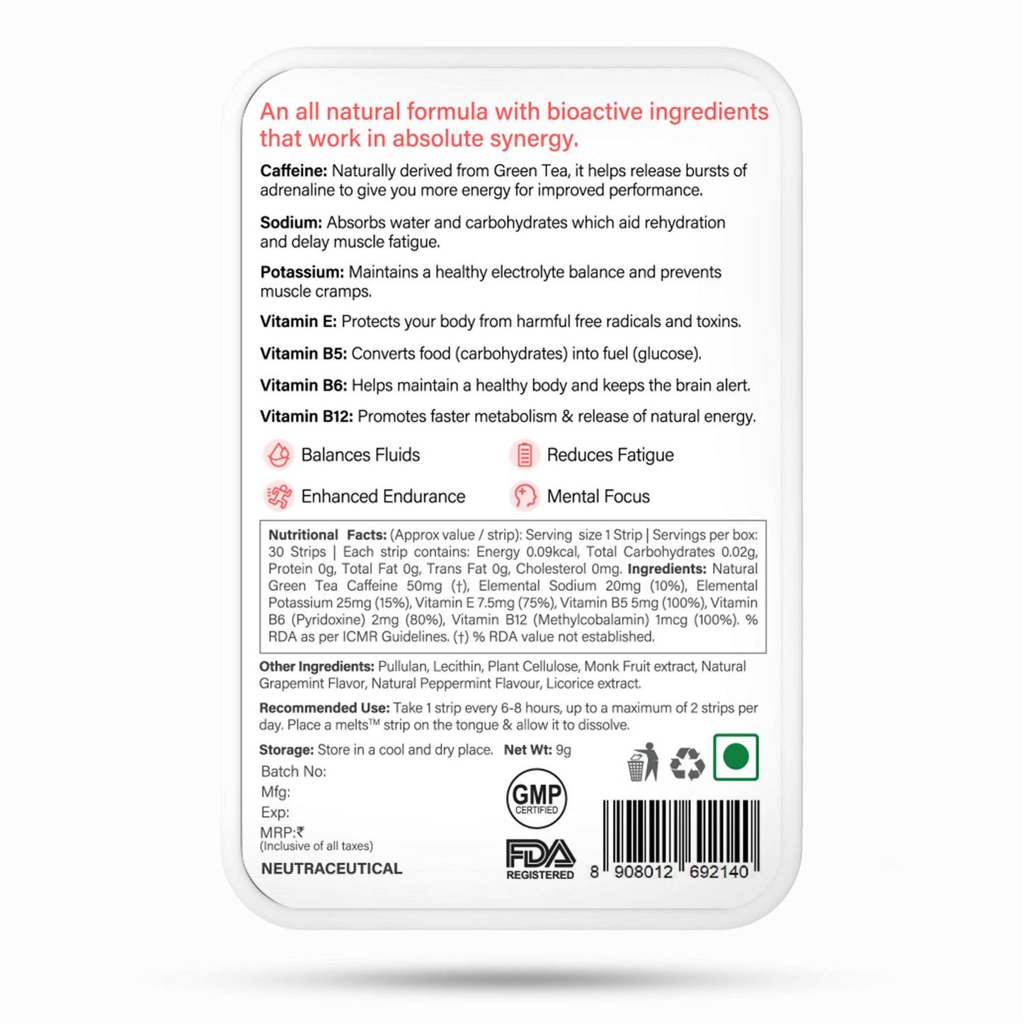 Wellbeing Nutrition Melts Instant Energy Oral Strips - Drmedicart