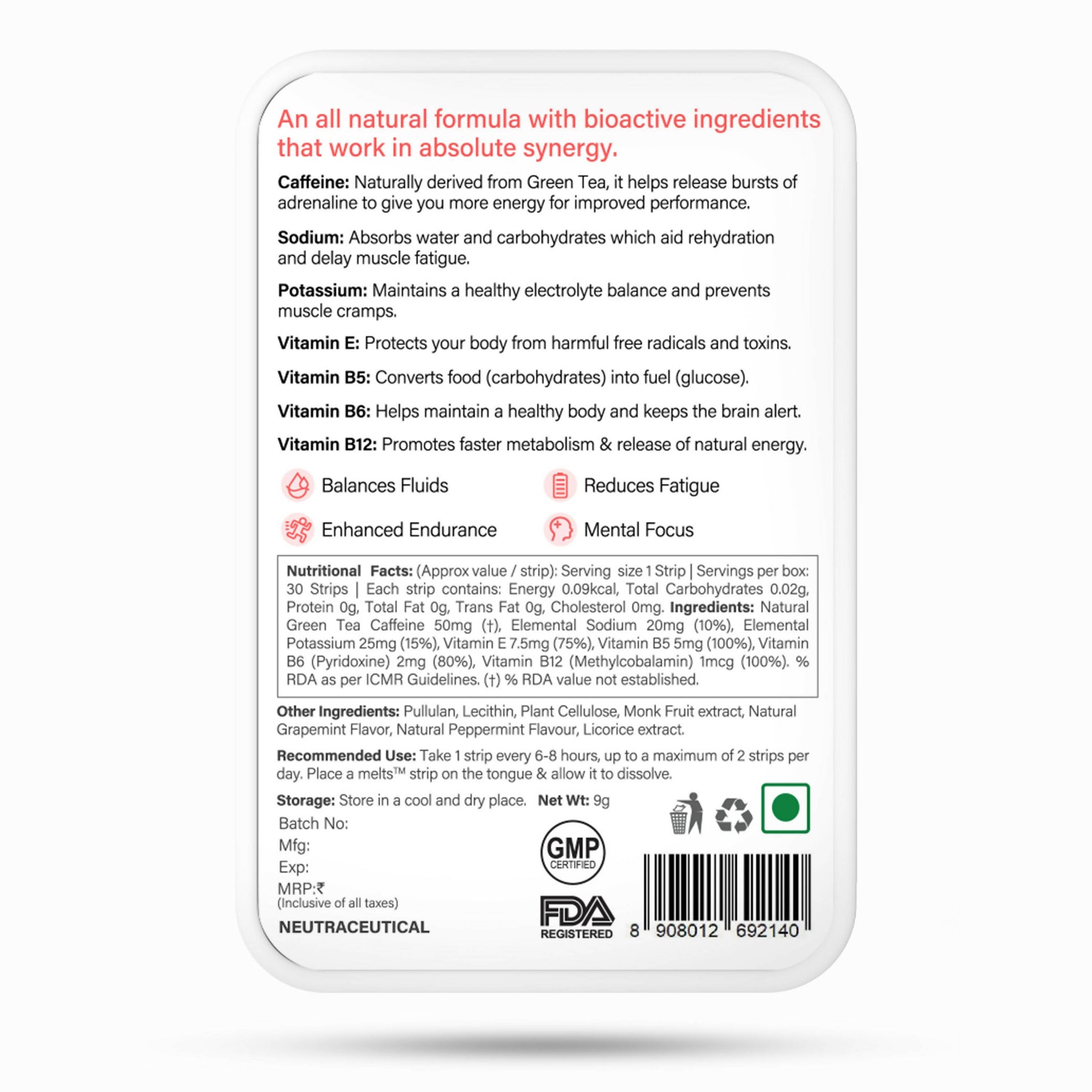 Wellbeing Nutrition Melts Instant Energy Oral Strips - Drmedicart