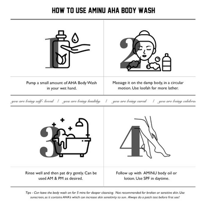 Aminu AHA Body Wash for De-Tanning, Spot-Correction