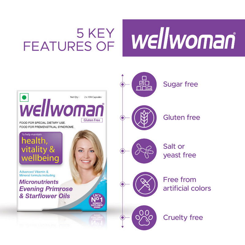 Wellwoman Supplements UK's No.1 Multivitamin Capsules For Women (Evening Primrose Oil & Starflower Oil)