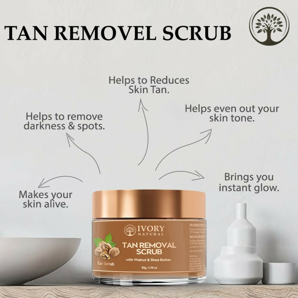 Ivory Natural Tan Scrub , Reduce Tan, Restores Radiant Skin Glow