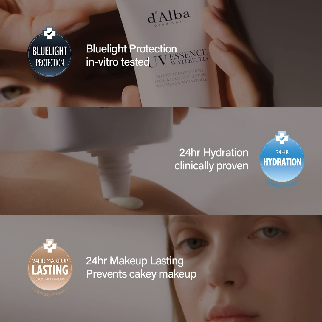 d'Alba Piedmont Italian White Truffle Waterfull Essence Sunscreen Vegan Skincare Lightweight Sunscreen With Spf 50+ Pa++++