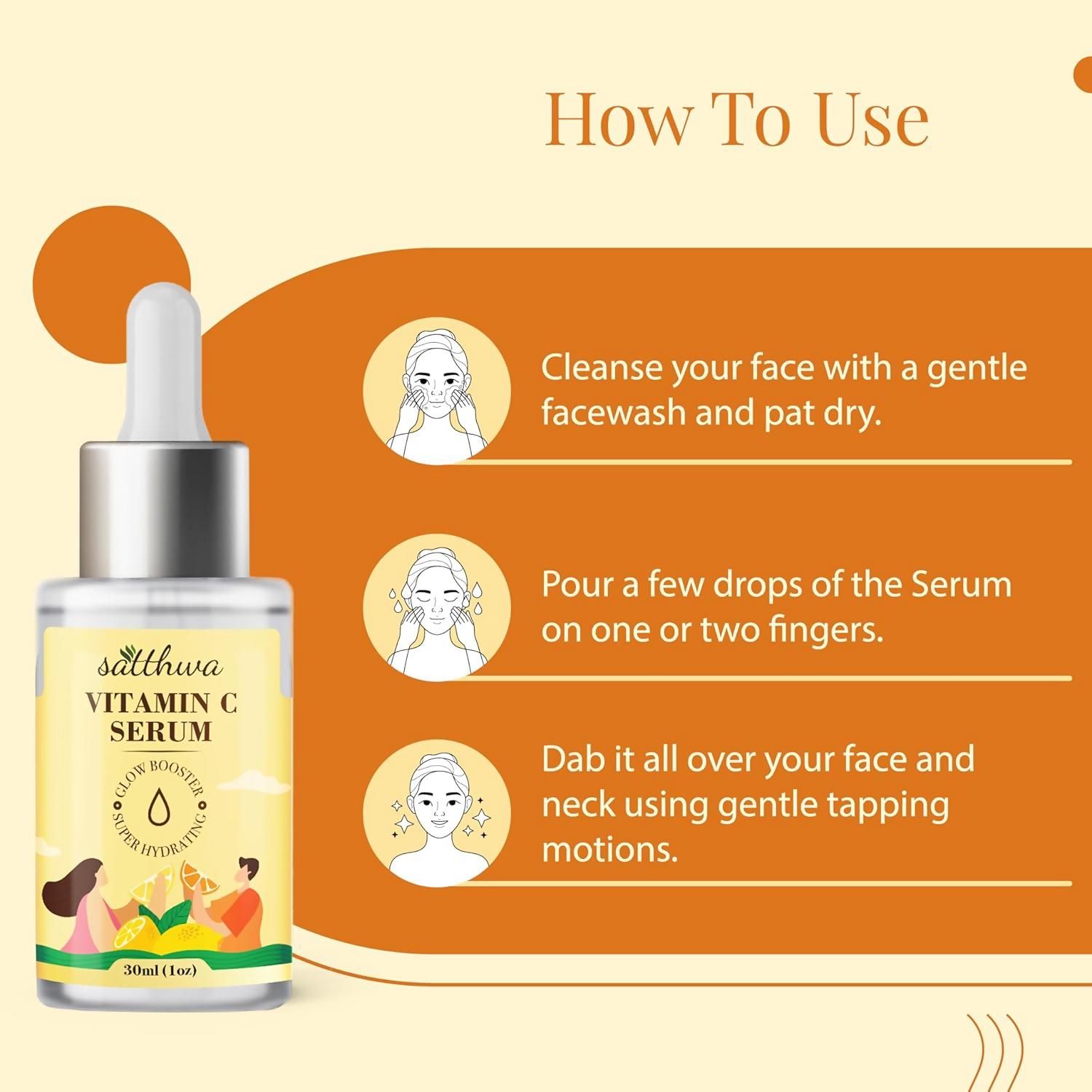 Satthwa Vitamin C Face Serum With Niacinamide & Hyaluronic Acid For Glowing Skin