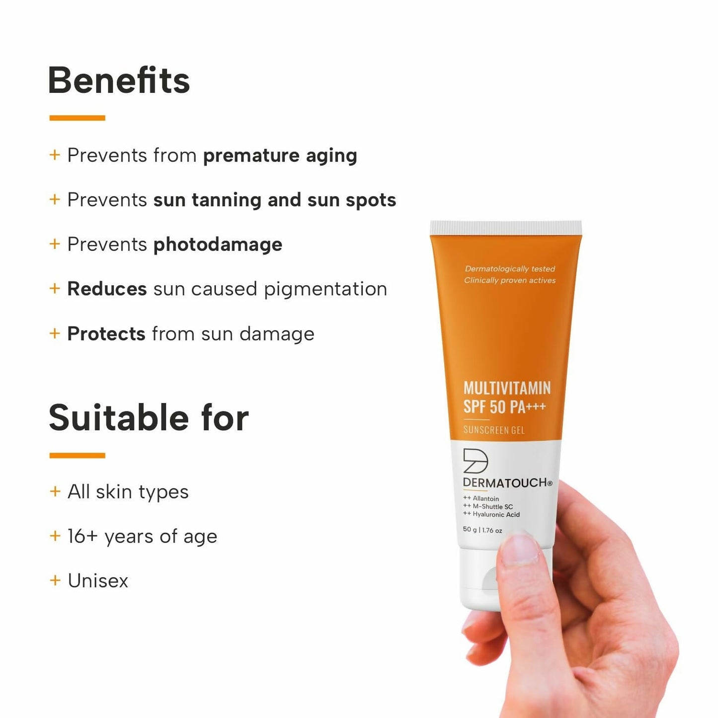 Dermatouch Multivitamin SPF 50 PA+++ Sunscreen Gel