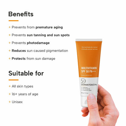 Dermatouch Multivitamin SPF 50 PA+++ Sunscreen Gel