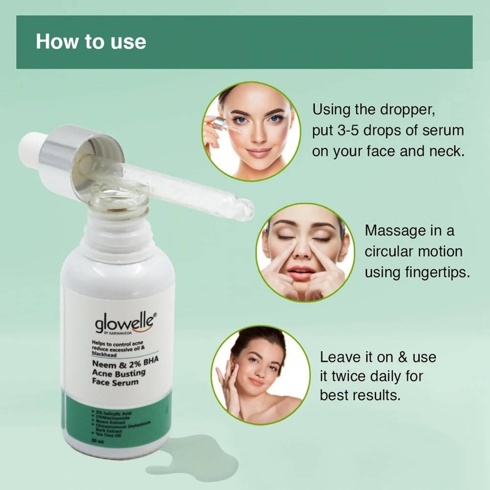 Aaryanveda Glowelle Neem & 2% BHA Acne Busting Face Serum