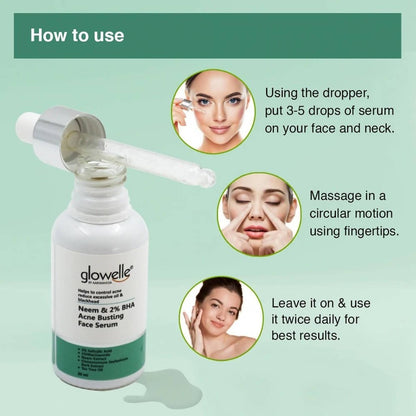 Aaryanveda Glowelle Neem & 2% BHA Acne Busting Face Serum