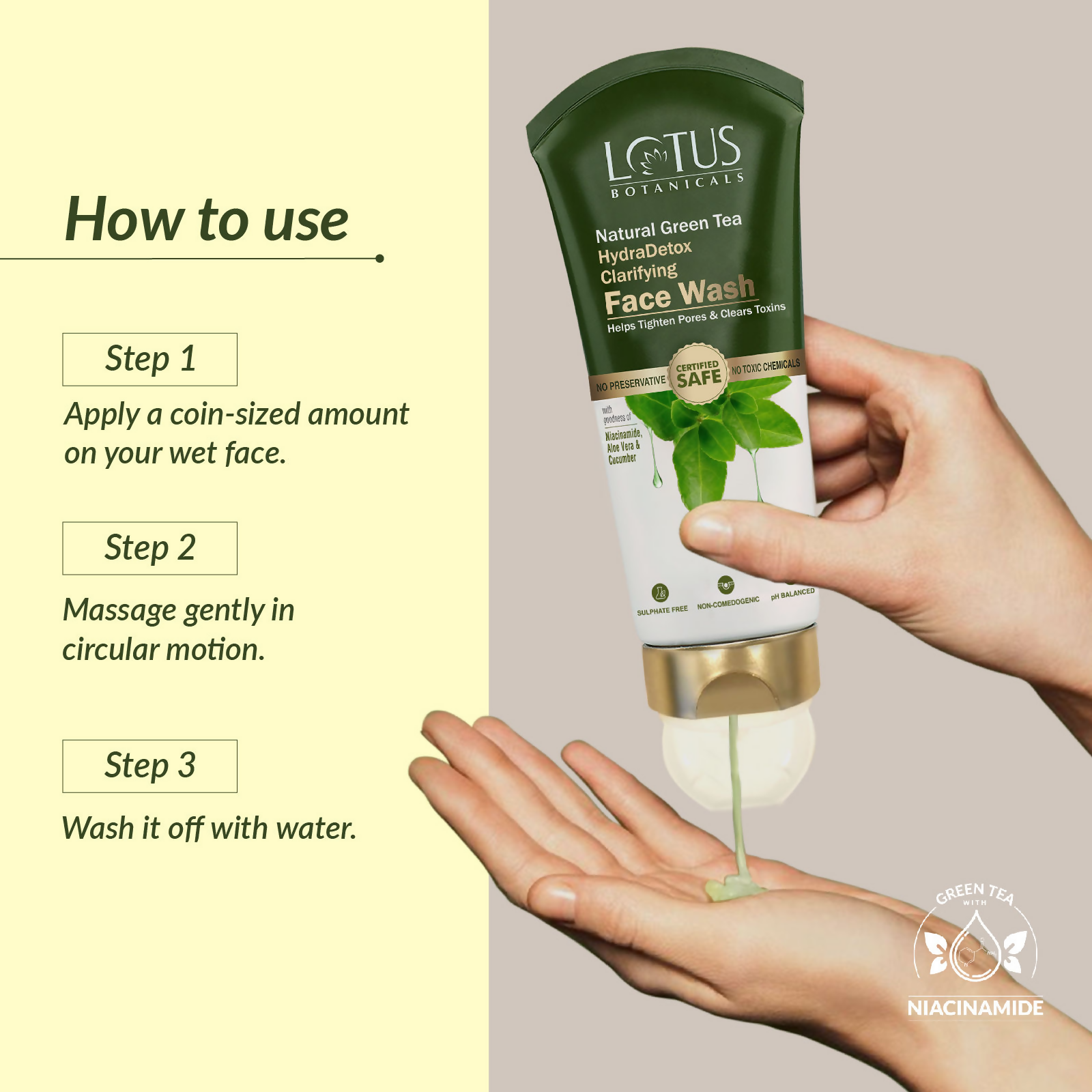 Lotus Botanicals Natural Green Tea Hydradetox Clarifying Face Wash