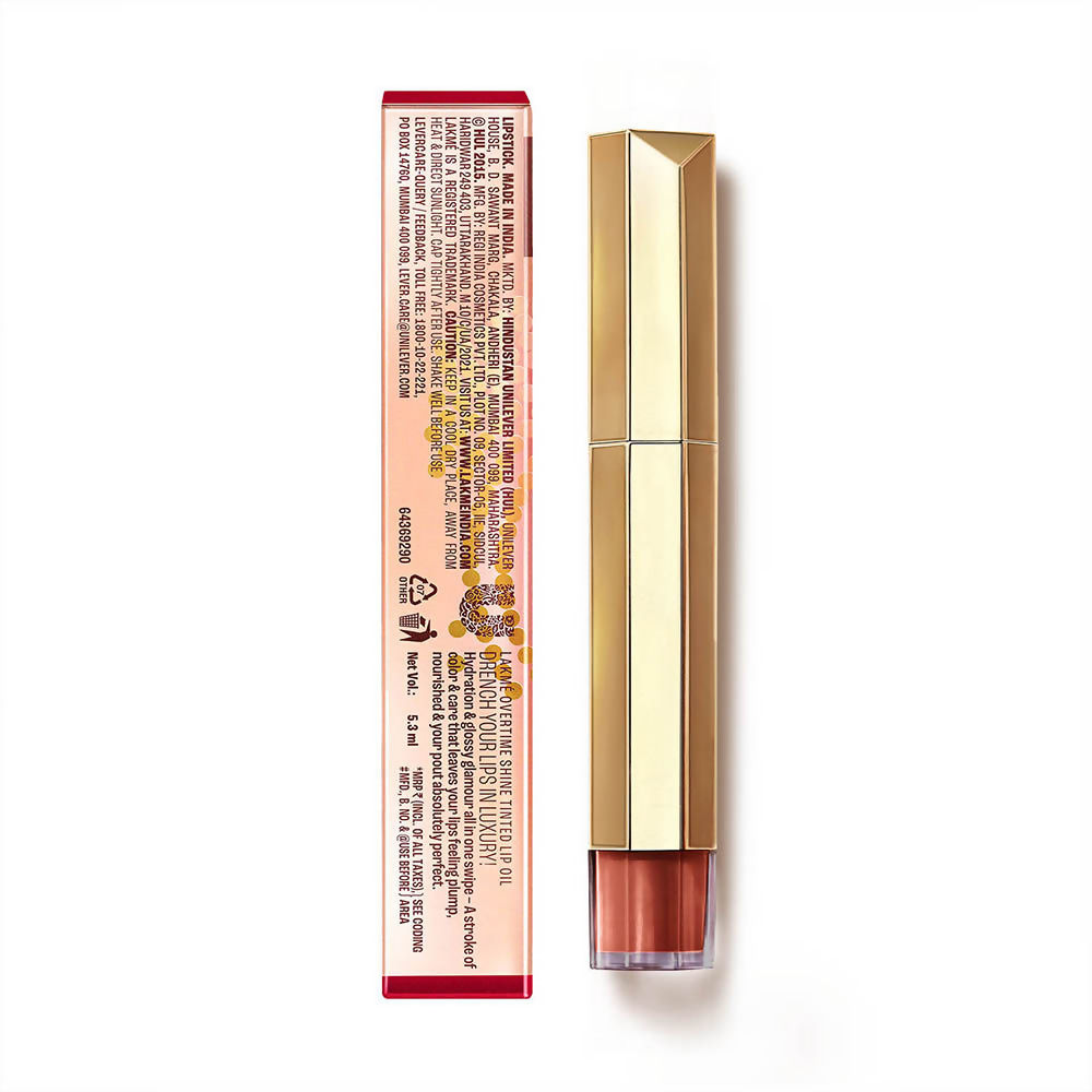 Lakme 9to5 Overtime Shine Tinted Lip Oil  - Cocoa Truffle