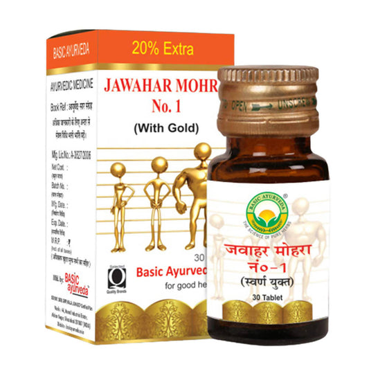 Buy Basic Ayurveda Jawahar Mohra No.1 (With Gold) Tablet from DrMediCart, Ship from India to USA