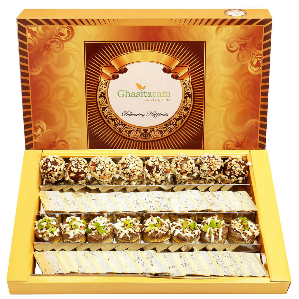 Ghasitaram Assorted Box Pure Kaju Katlis, Dryfruit Sweets