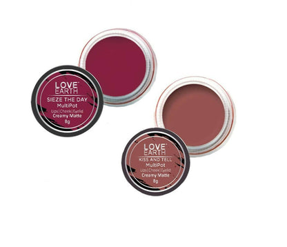 Love Earth Lip Tint & Cheek Tint Multipot Combo (Rose Pink & Mauvish Pink)