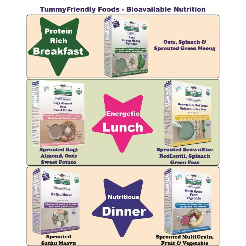TummyFriendly Foods Organic Certified Stage3 Sprouted Porridge Mixes - 5 Packs - Drmedicart