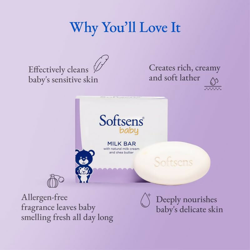 Softsens Baby Milk Bar Soap with Natural Milk Cream & Shea Butter