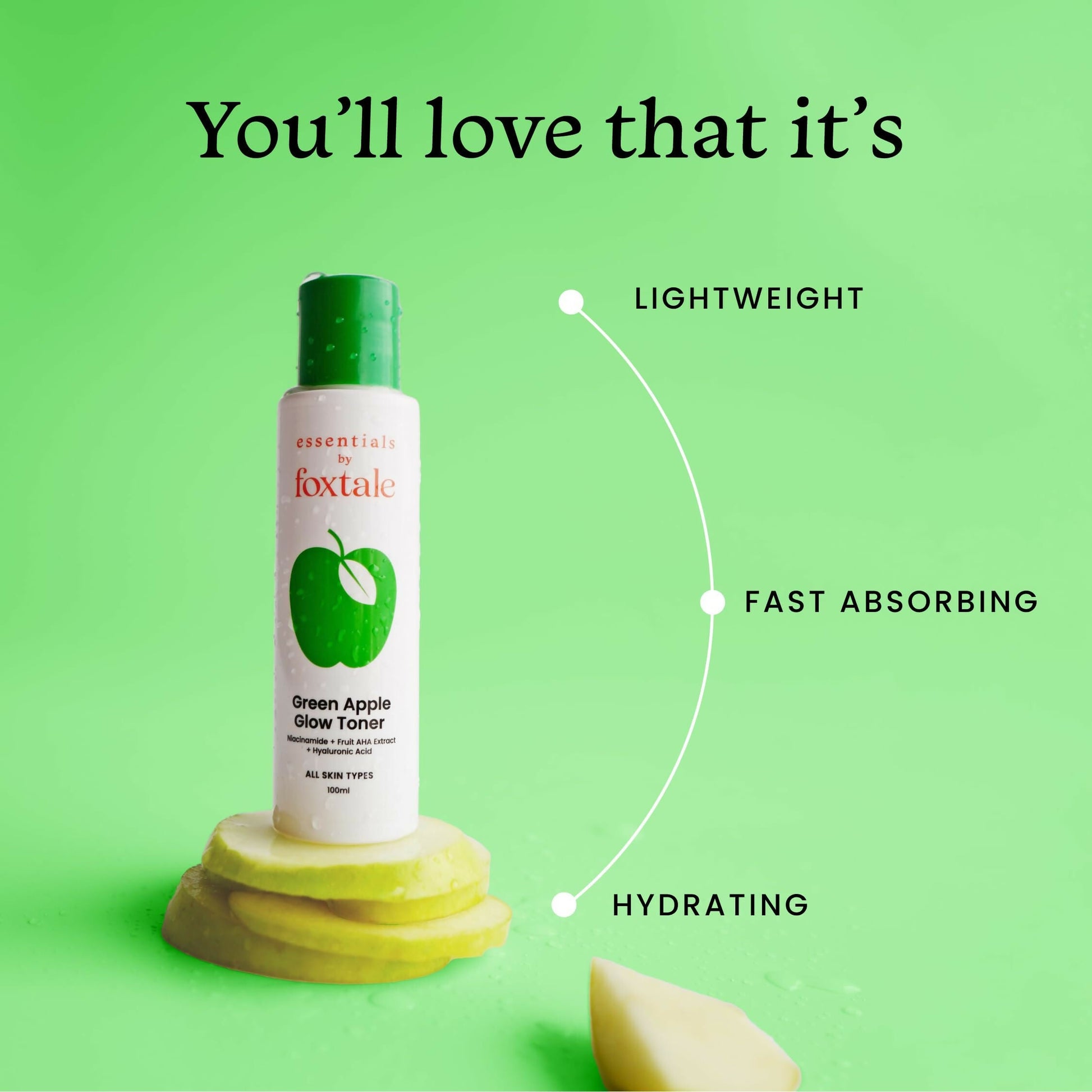 Foxtale Essentials Daily Green Apple Glow Toner with Niacinamide