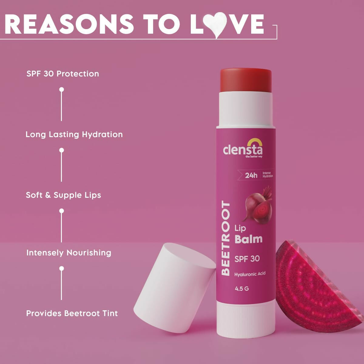 clensta beetroot lip balm with hyaluronic acid spf 30 with beetroot buy in usa