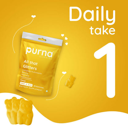 Purna Gummies Multivitamin Mango Gummies with Vitamins & Minerals