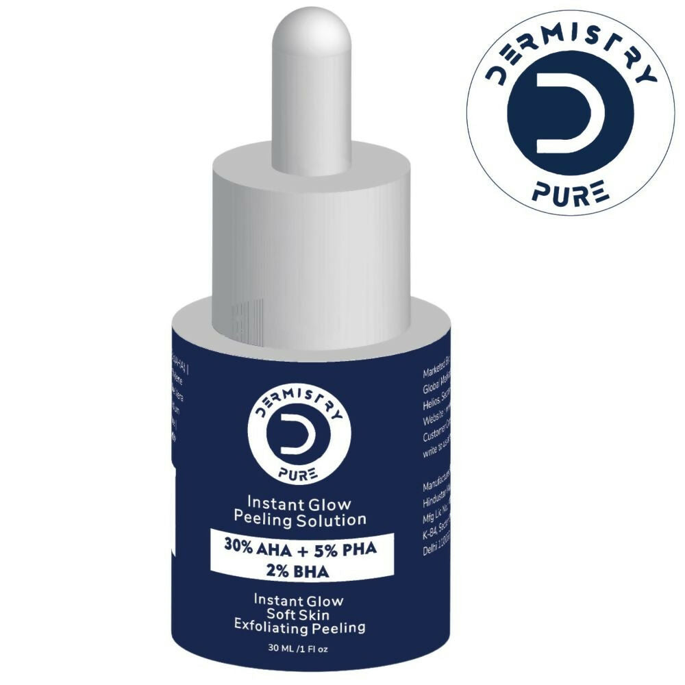 Dermistry Pure 30% AHA 5% PHA 2% BHA Peeling Exfoliating Solution Instant Bright Glow Fairness Serum