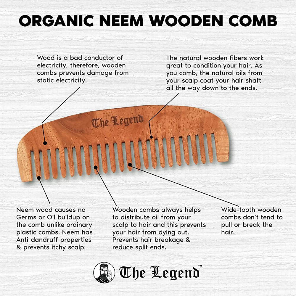 The Legend Organic Pure Neem Wood Comb Fine Teeth
