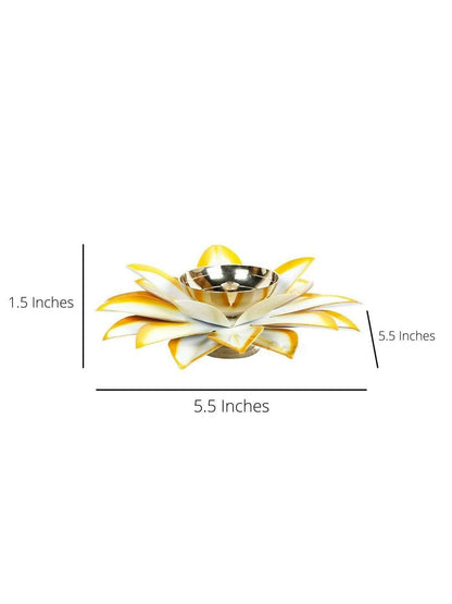 CraftVatika Gold -Toned Lotus Shaped Diya For Pooja