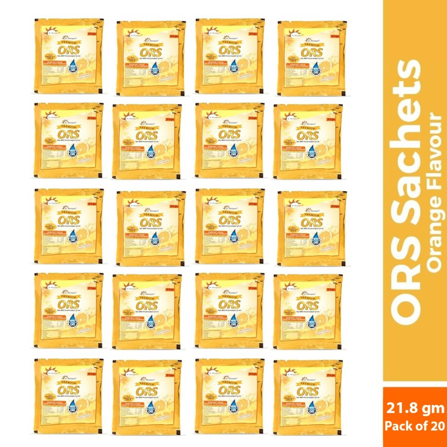 Dr. Morepen ORS Powder Sachets, Liquid Hydration Drink - Orange Flavour