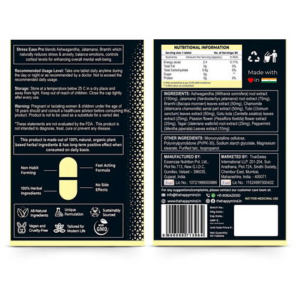 HappyMind Botanicals Stress Ease Pro Veg Tablets