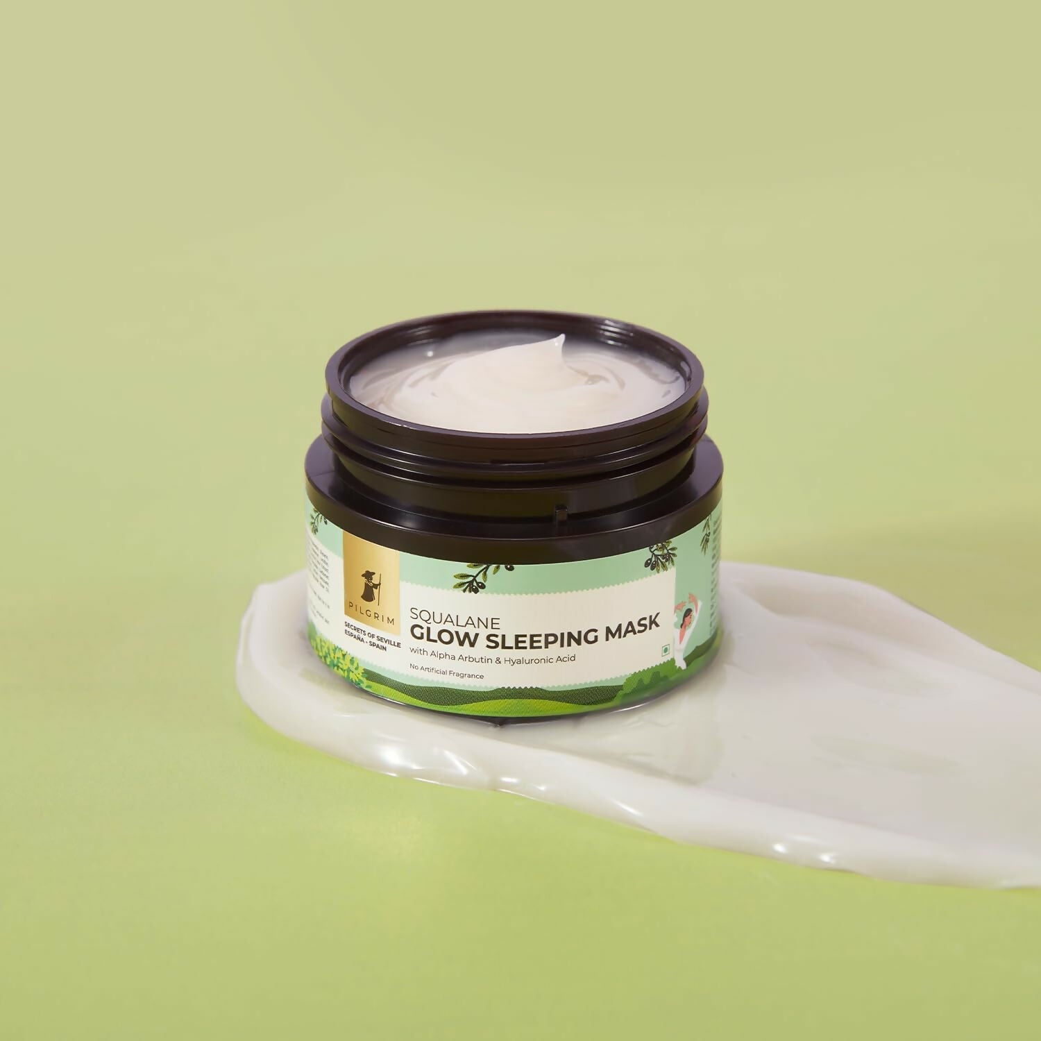 Buy Pilgrim Spanish Glow Sleeping Face Mask with Alpha Arbutin & Hyaluronic Acid For Glowing Skin & Skin Hydration from DrMediCart, Ship from India to USA