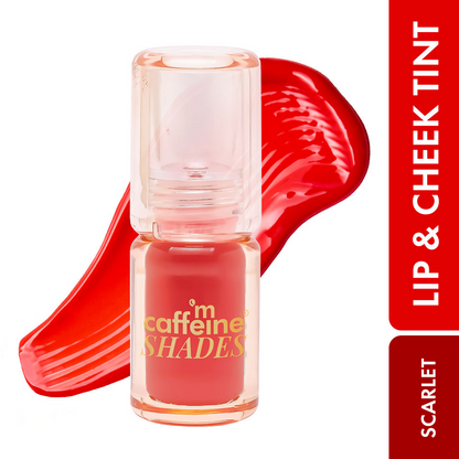 mCaffeine Shades Lip & Cheek Glow Tint Longlasting, Blendable Dewy Finish - Scarlet