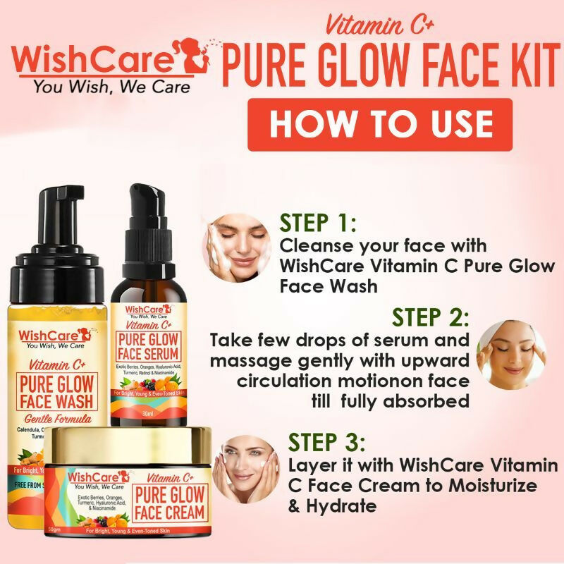 Wishcare Pure Glow Vitamin C Face Kit - For Bright & Young Skin With Hyaluronic Acid & Niacinamide