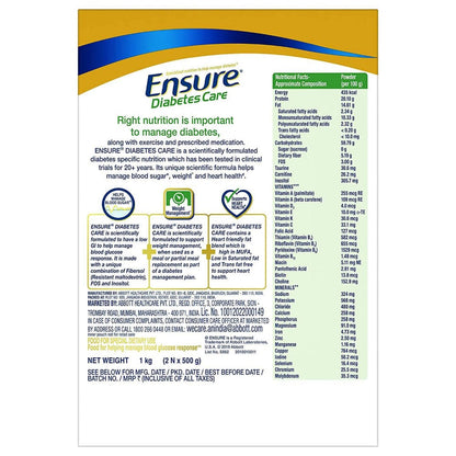 Ensure Diabetes Care Powder Vanilla Flavour - Sugar Free Health Drink